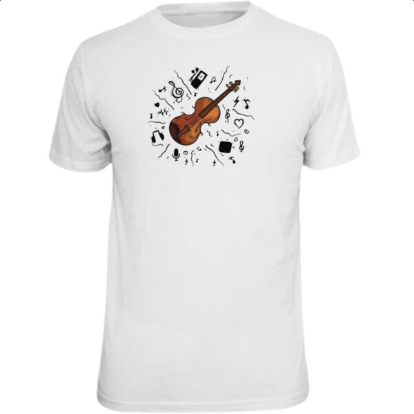 Camiseta Unissex Violino Classico Elementos Musicais