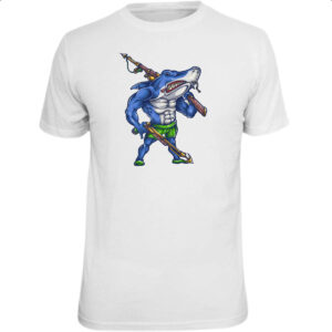 Camiseta Unissex Tubarao cacador armado