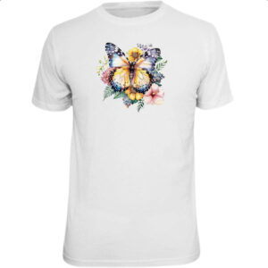 Camiseta Unissex Borboleta na flor