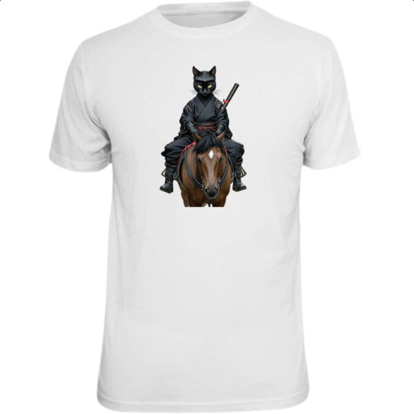 Camiseta Unissex Gato preto samurai