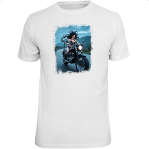 Camiseta Unissex Medusa andando de moto