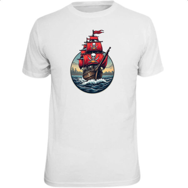 Camiseta Unissex Navio Pirata circle logo