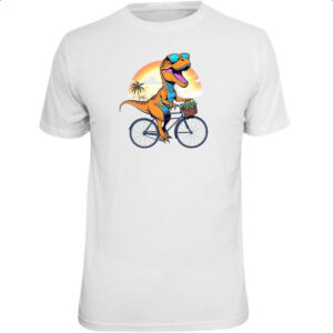 Camiseta Unissex T-Rex na bicicleta