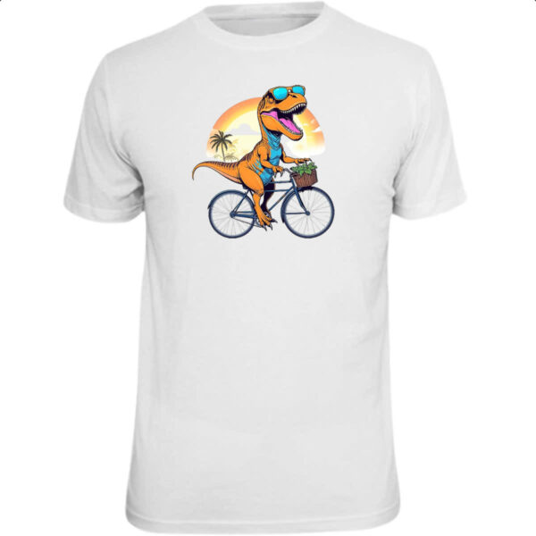 Camiseta Unissex T-Rex na bicicleta