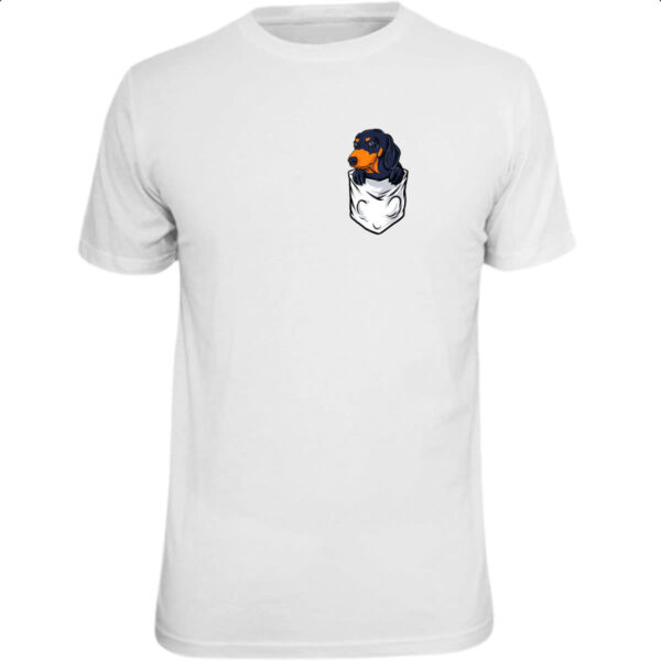Camiseta Unissex Cachorro Dachshund no bolso