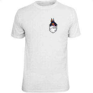 Camiseta Unissex Cachorro doberman no bolso