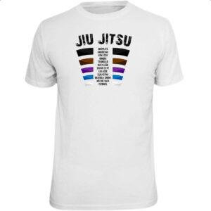 Camiseta Unissex Jiu Jitsu faixas e golpes