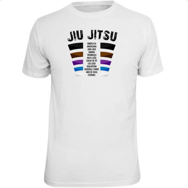 Camiseta Unissex Jiu Jitsu faixas e golpes
