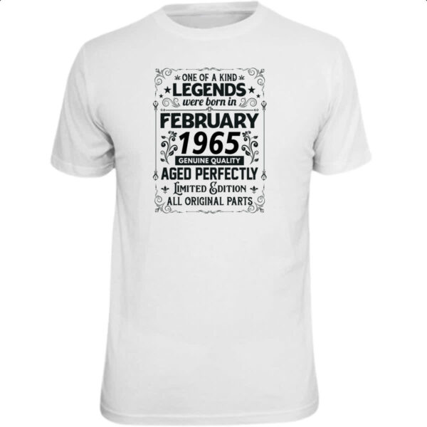 Camiseta Unissex Legends Were Born FEV-1965