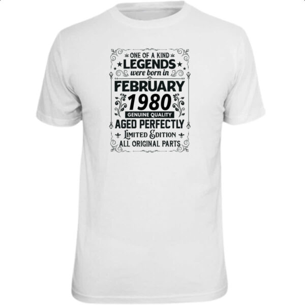 Camiseta Unissex Legends Were Born FEV-1980