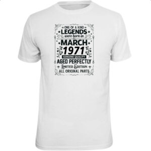 Camiseta Unissex Legends Were Born MAR-1971