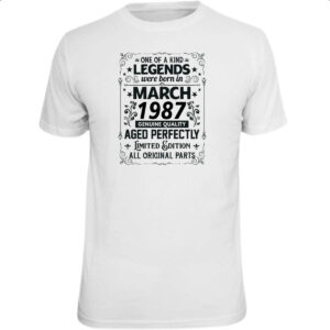 Camiseta Unissex Legends Were Born MAR-1987