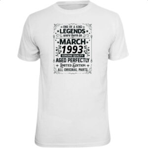 Camiseta Unissex Legends Were Born MAR-1993