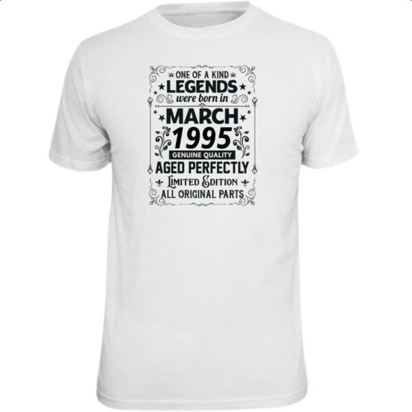 Camiseta Unissex Legends Were Born MAR-1995
