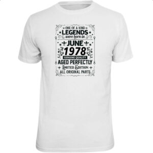 Camiseta Unissex Legends Were Born JUN-1978