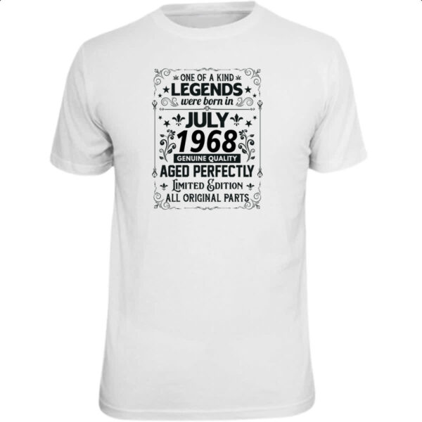 Camiseta Unissex Legends Were Born JUL-1968