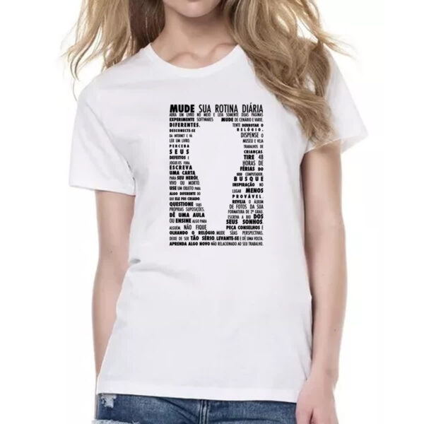 Camiseta Baby Look Mude sua rotina diaria - Imagem 2