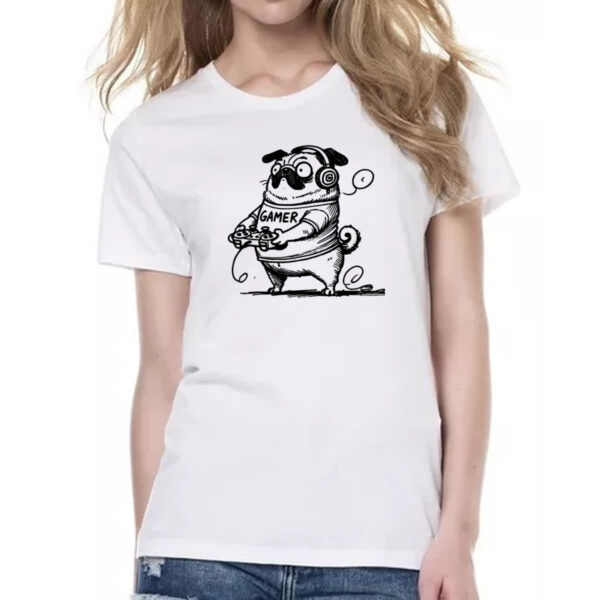 Camiseta Baby Look Pug Gamer - Imagem 2