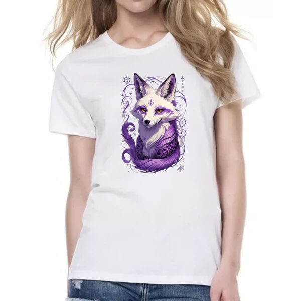 Camiseta Baby Look Raposa Kitsune Tatoo Arte - Imagem 2