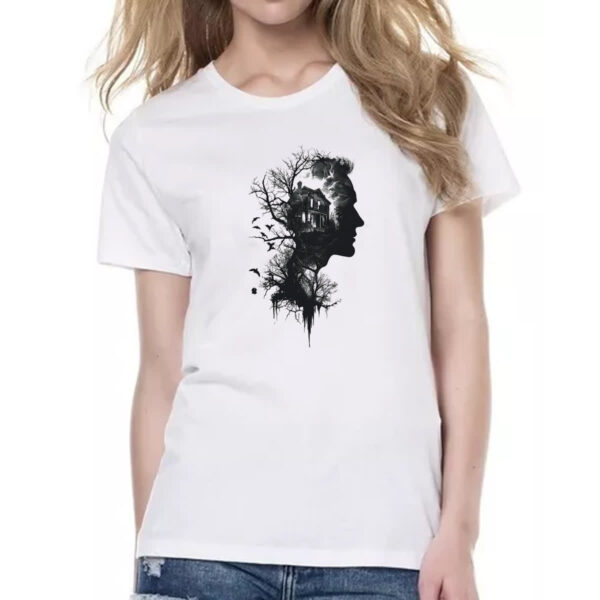 Camiseta Baby Look Silhueta Cabana na Floresta - Imagem 2