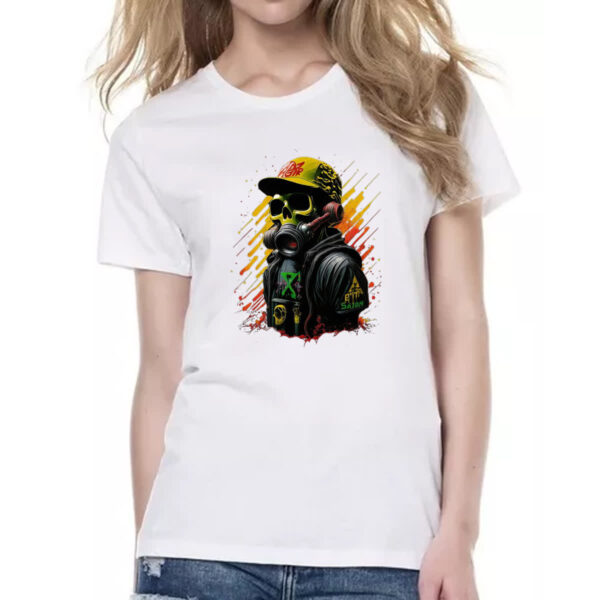 Camiseta Baby Look Esqueleto pixador com mascara - Imagem 2