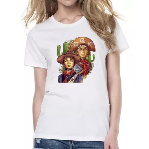 Camiseta Baby Look Lampiao e Maria Bonita Pintura - Imagem 2