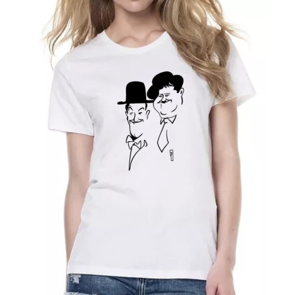 Camiseta Baby Look Gordo e o magro linear art - Imagem 2
