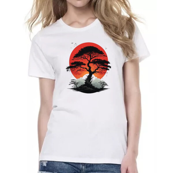 Camiseta Baby Look Bonsai sunset art - Imagem 2
