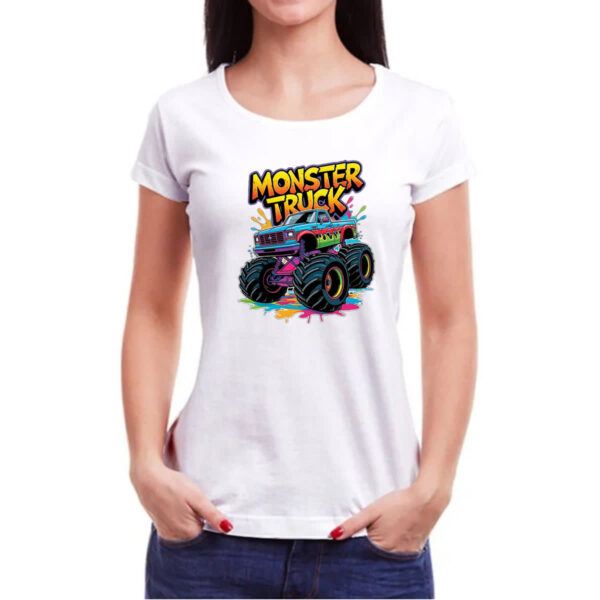 Camiseta Baby Look Monster Truck Splash Art - Imagem 3