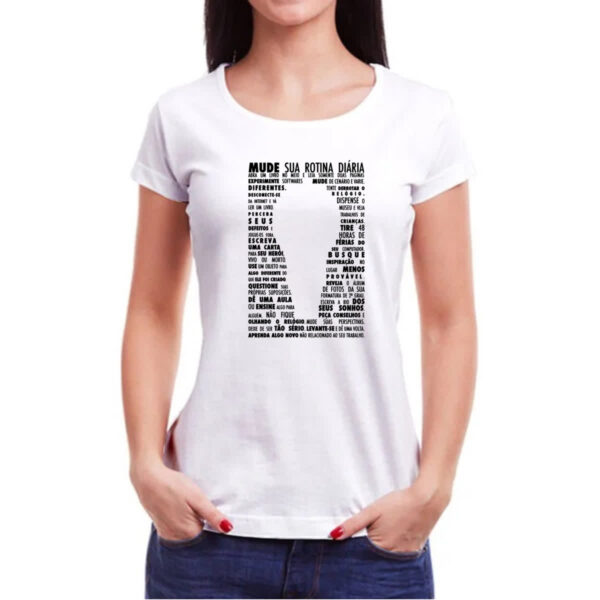 Camiseta Baby Look Mude sua rotina diaria - Imagem 3