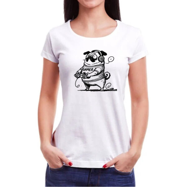 Camiseta Baby Look Pug Gamer - Imagem 3