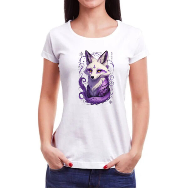 Camiseta Baby Look Raposa Kitsune Tatoo Arte - Imagem 3