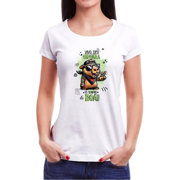 Camiseta Baby Look Capivara sempre de boa - Imagem 3