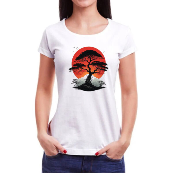 Camiseta Baby Look Bonsai sunset art - Imagem 3