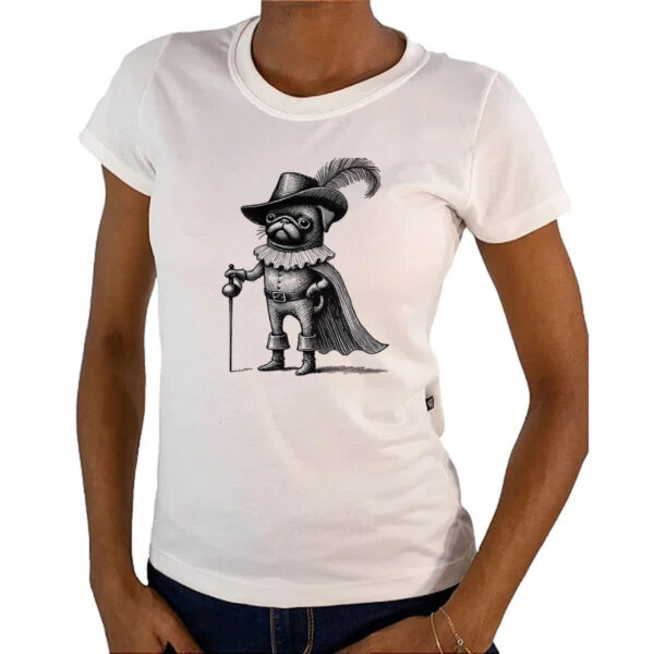 Camiseta Baby Look Pug Mosqueteiro - Image 4