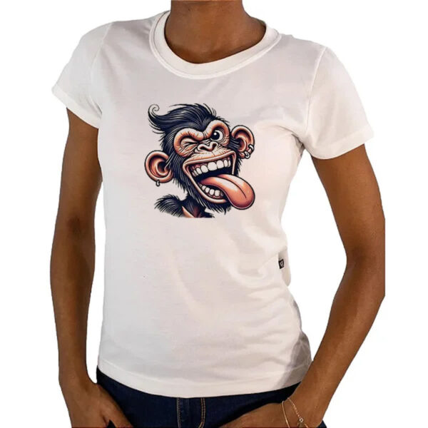 Camiseta Baby Look Chimpanze doido - Imagem 4