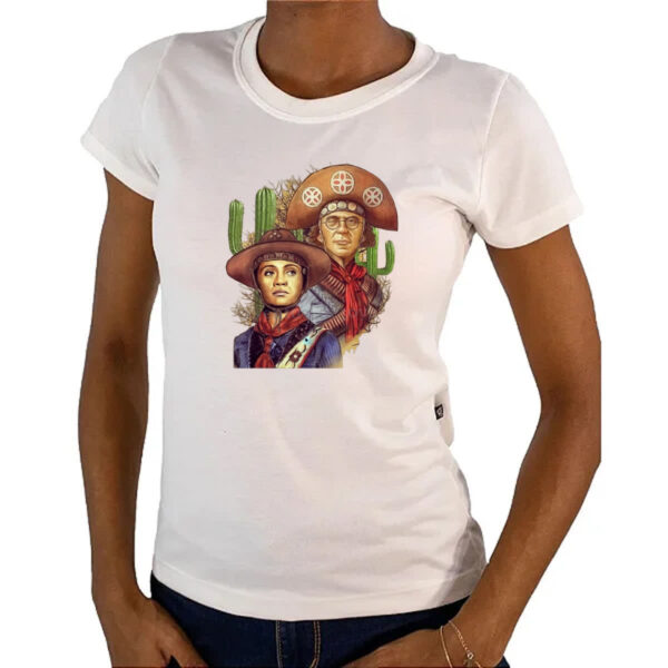Camiseta Baby Look Lampiao e Maria Bonita Pintura - Imagem 4