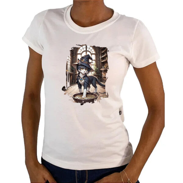 Camiseta Baby Look Gato Bruxo da Fortuna - Imagem 4
