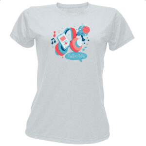 Camiseta Baby Look Podcast elementos