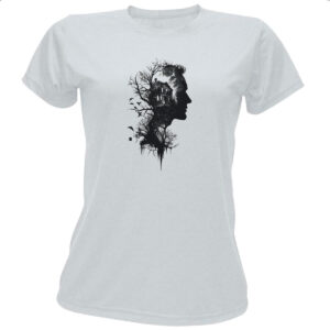 Camiseta Baby Look Silhueta Cabana na Floresta