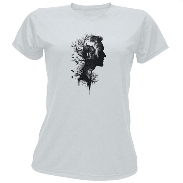 Camiseta Baby Look Silhueta Cabana na Floresta