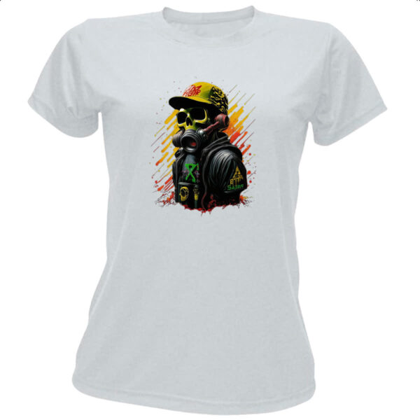 Camiseta Baby Look Esqueleto pixador com mascara