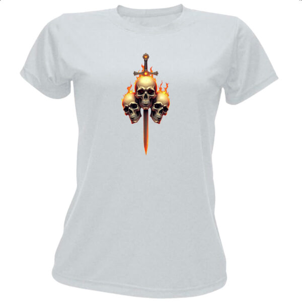 Camiseta Baby Look Espada das tres caveiras