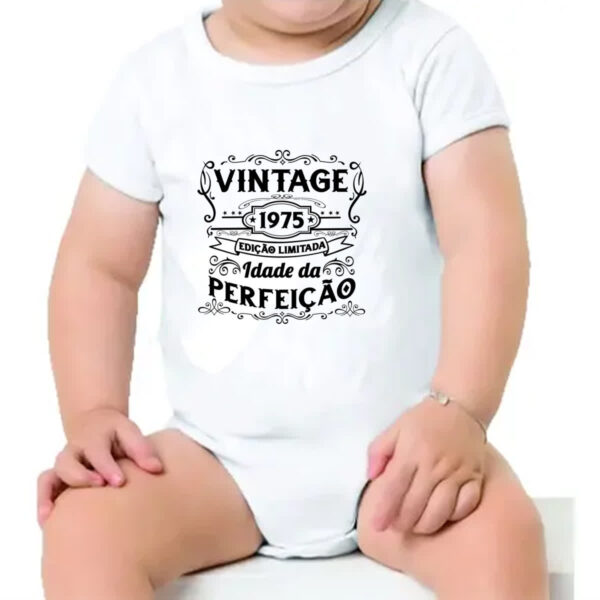 Body infantil Vintage idade perfeicao 1975 - Imagem 4