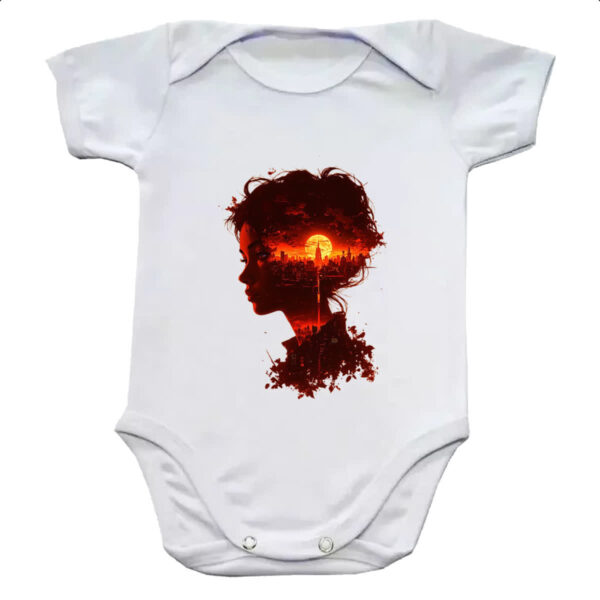 Body infantil Silueta feminina sunset red art