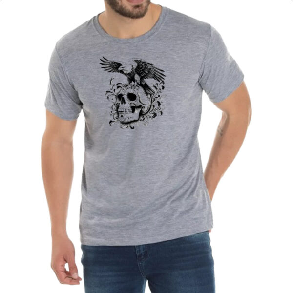 Camiseta Cinza Aguia Pousada na Caveira - Imagem 2