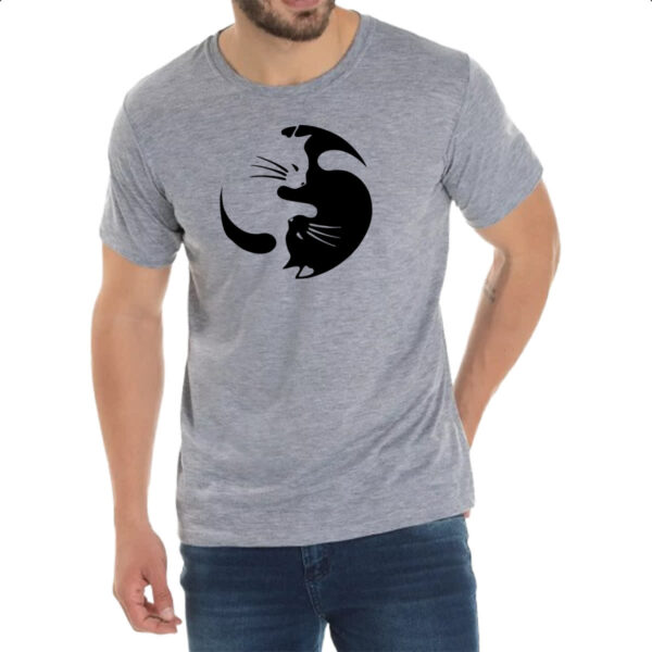 Camiseta Cinza Yin e Yang Cats - Imagem 2