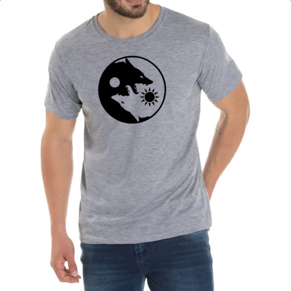 Camiseta Cinza Yin e Yang Lobos - Imagem 2