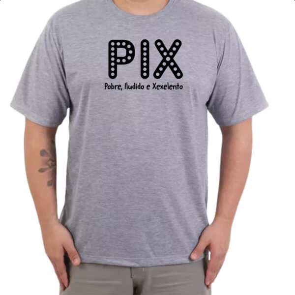 Camiseta Cinza PIX Pobre Iludido Xexelento - Imagem 3