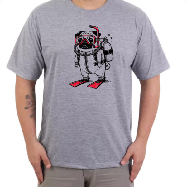 Camiseta Cinza Pug Mergulhador - Imagem 3